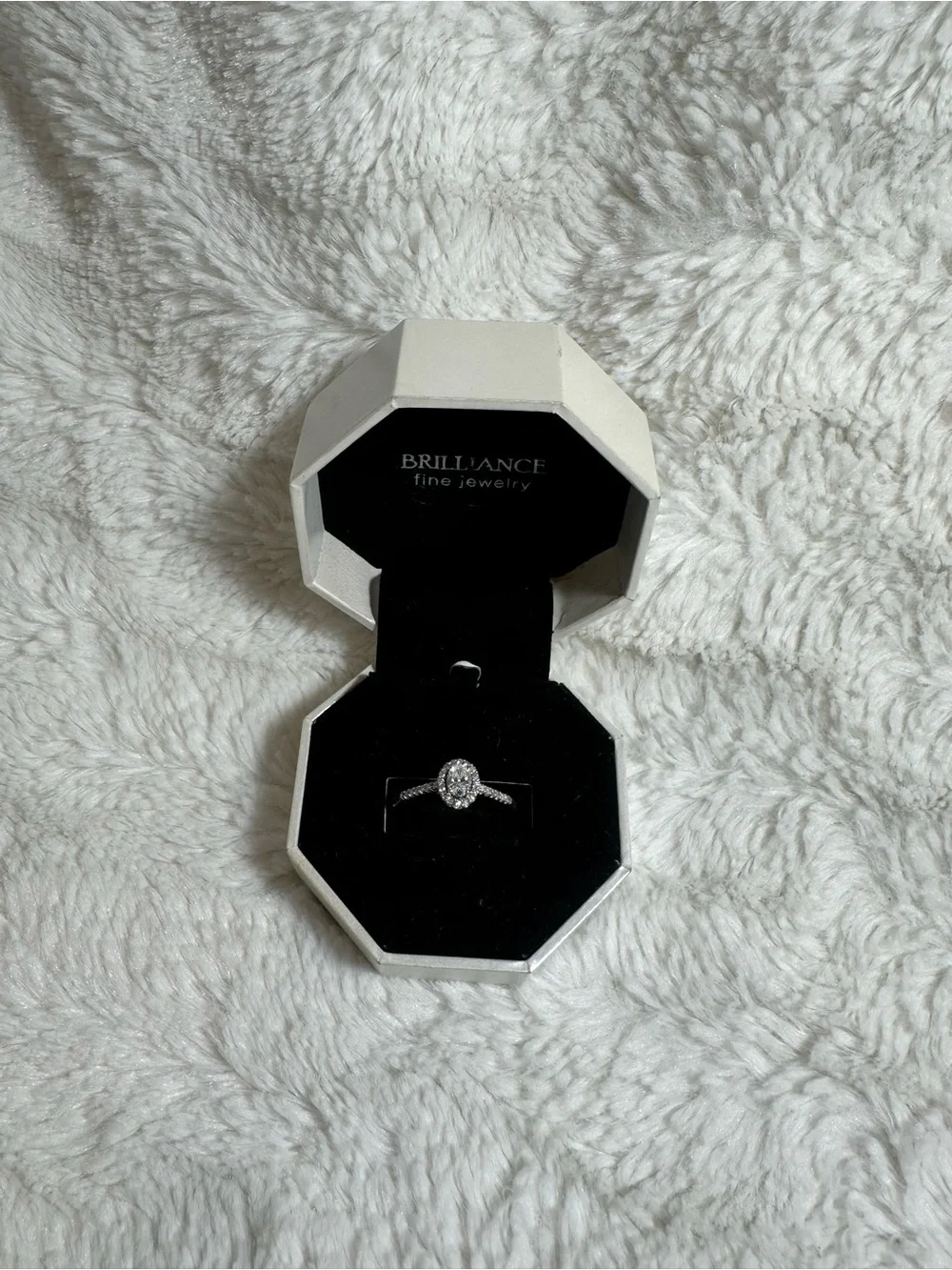 Brilliance Fine Jewelry Silver Halo Engagement Ring in White